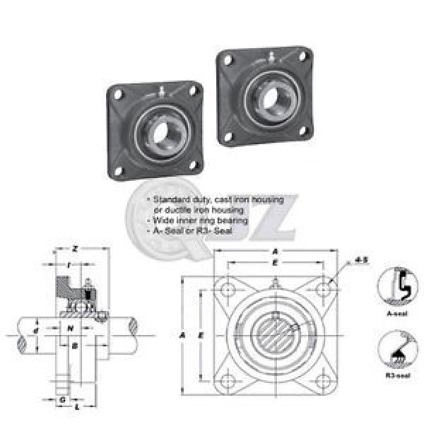 2x 25 mm Square Flange Units Cast Iron UCFS205 Mounted Bearing UC205 + FS205 #1 image