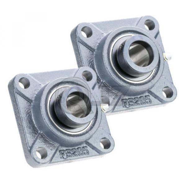 2x 7/8in Square Flange Units Cast Iron HCFS205-14 Mounted Bearing HC205-14+FS205 #1 image